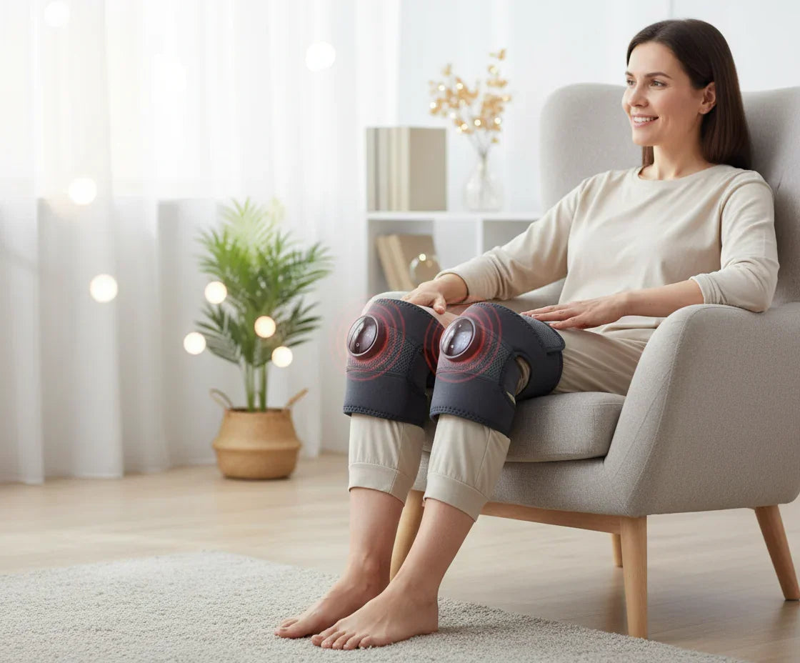 Knee massager in use